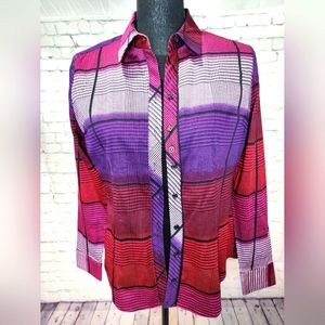 NY&Co. Button Down Blouse, Multi-color, Small